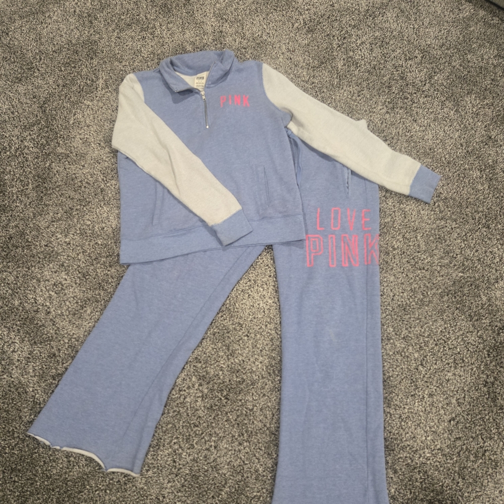 PINK Victoria's Secret Blue and Gray And Pink Lounge Set SIZE M
